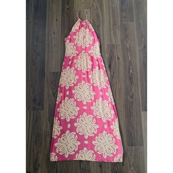 💙 Vineyard Vines Sleeveless Silk Floral Maxi Dress Lined Slits Size 4 - Picture 9 of 10